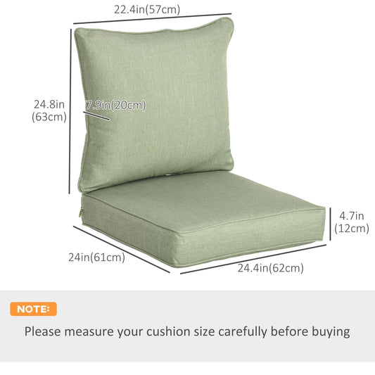 Patio Chair Cushions, Thick Deep Seat Outdoor Seat Cushion with Back Cushion, Light Green
