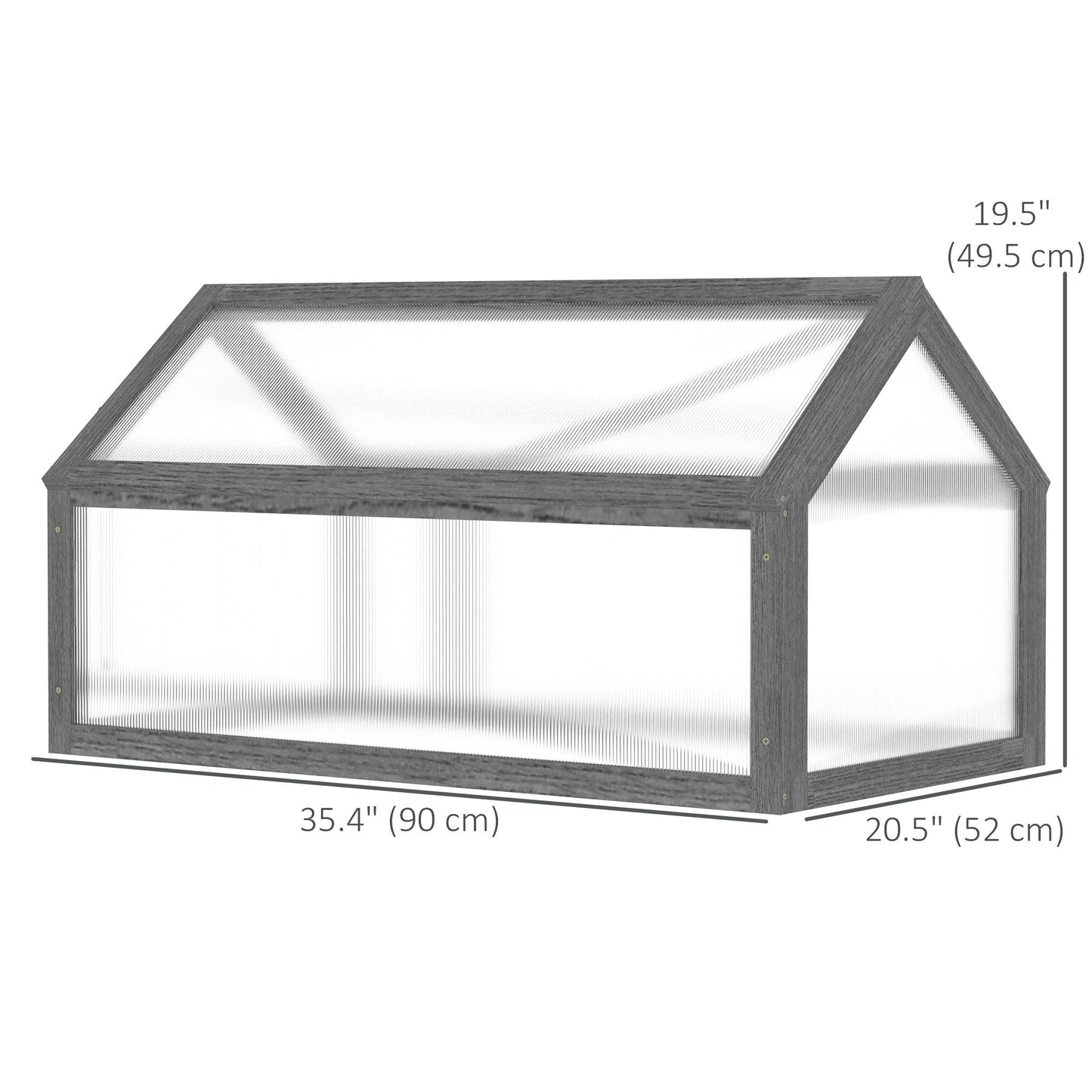 Wooden Cold Frame Greenhouse Garden Portable Raised Planter with Openable Top for Indoor, Outdoor, Flowers, Vegetables, Plants, 35.5" x 20.5" x 19.5", Grey