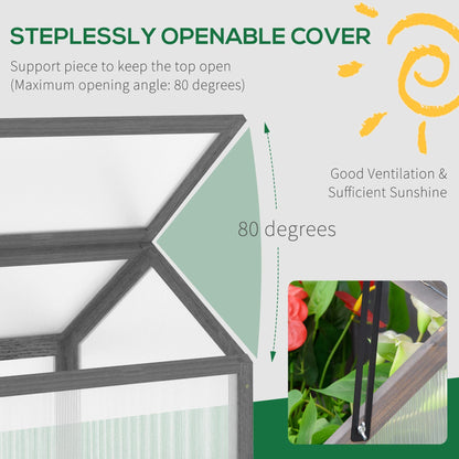 Wooden Cold Frame Greenhouse Garden Portable Raised Planter with Openable Top for Indoor, Outdoor, Flowers, Vegetables, Plants, 35.5" x 20.5" x 19.5", Grey