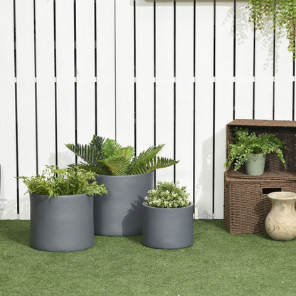 Set of 3 Outdoor Planter Set, 13/11.5/9 in, Flower Pots with Drainage Holes, Outdoor Plant Pots for Patio, Yard, Garden