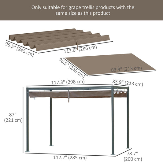Pergola Canopy, Retractable Sun Shade Cover for 10' x 7' Pergola, UV30+ Protected, Coffee