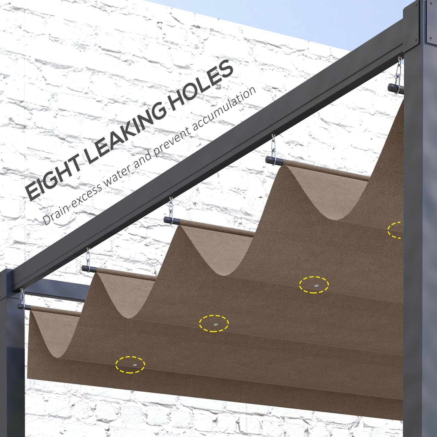 Pergola Canopy, Retractable Sun Shade Cover for 10' x 7' Pergola, UV30+ Protected, Coffee