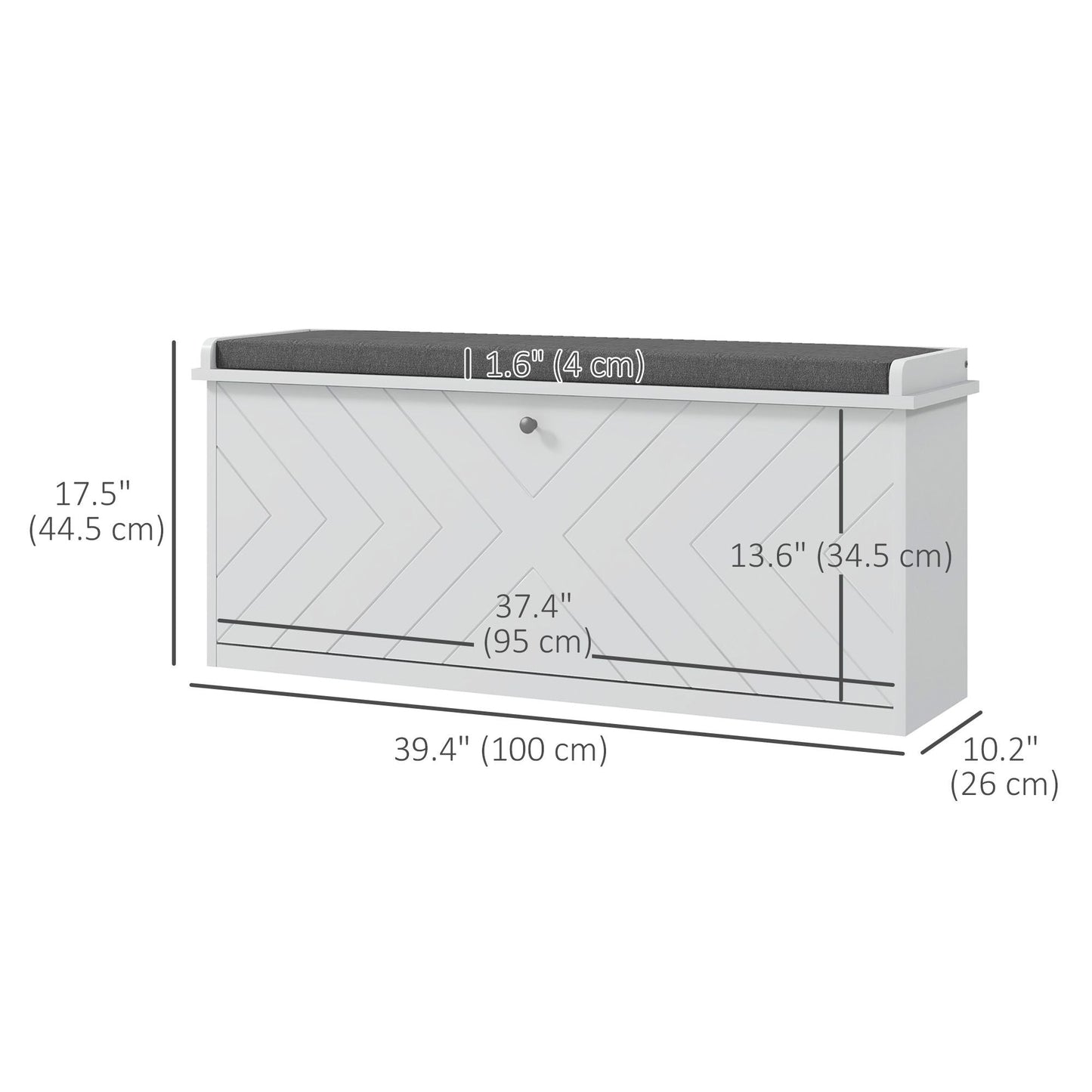 Shoe Storage with Seat, Upholstered Hallway Bench, Shoe Bench with Flip Drawer, Adjustable Shelf for 10 Pairs of Shoes