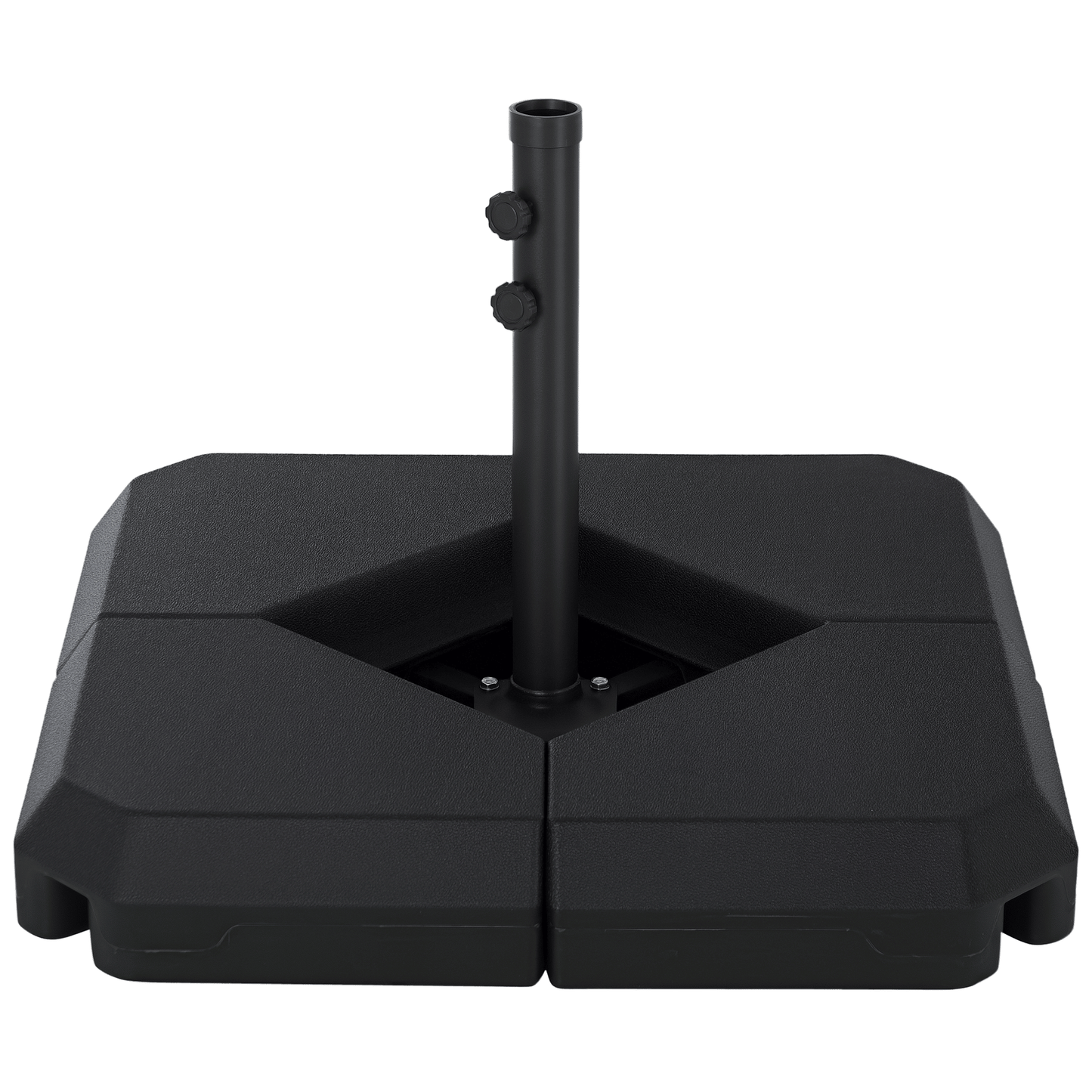 Umbrella Stand Fitting 2" Poles and Steel Base with 4 Fillable Plastic Weights, 158lbs Sand or 132lbs Water Filled, Black