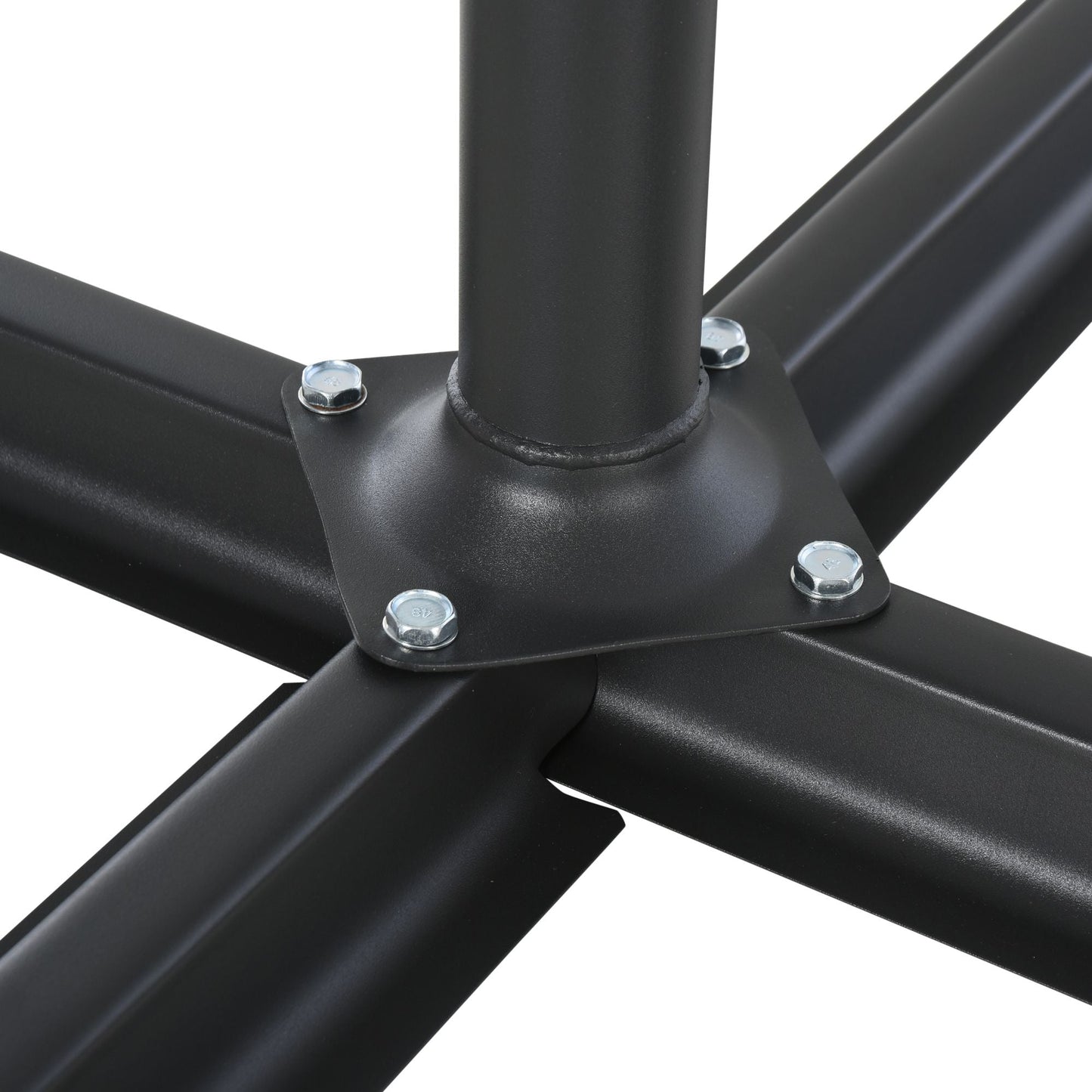 Umbrella Stand Fitting 2" Poles and Steel Base with 4 Fillable Plastic Weights, 158lbs Sand or 132lbs Water Filled, Black