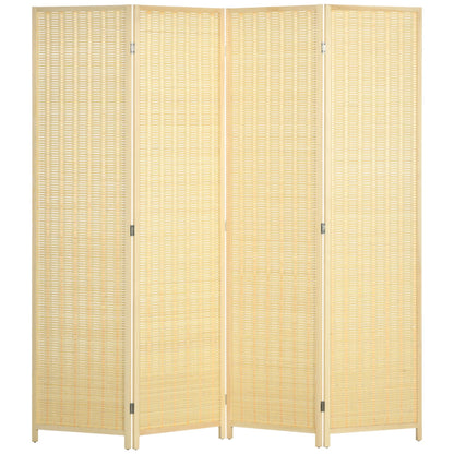 Woven Bamboo Room Divider, 4 Panel Folding Indoor Privacy Screens for Home Office, 71"x71"x0.6", Natural