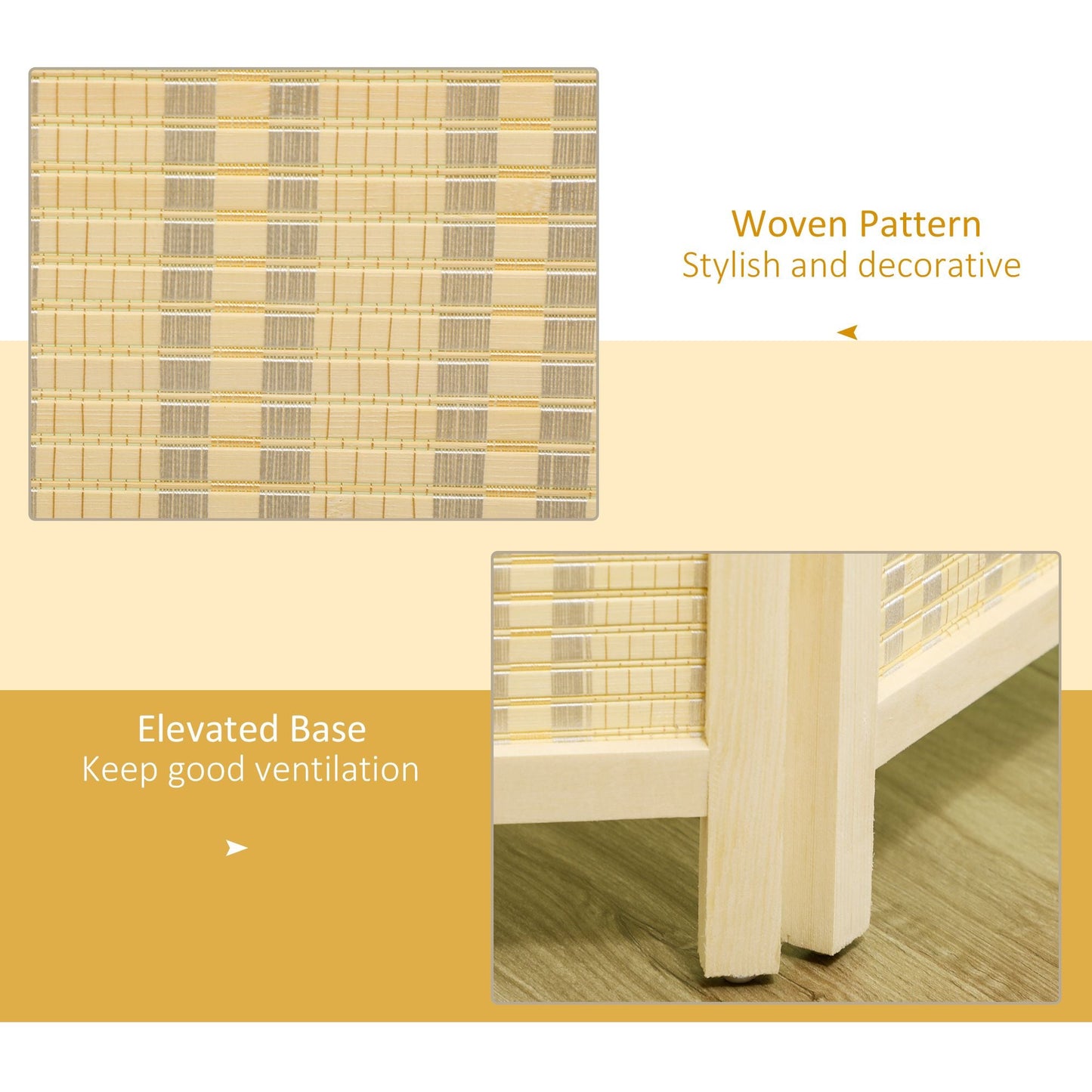 Woven Bamboo Room Divider, 4 Panel Folding Indoor Privacy Screens for Home Office, 71"x71"x0.6", Natural