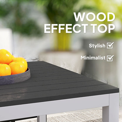 Outdoor Dining Table for 4-6 with Easy Maintenance Slatted Top, Rust-Resistant Aluminium Frame, Black