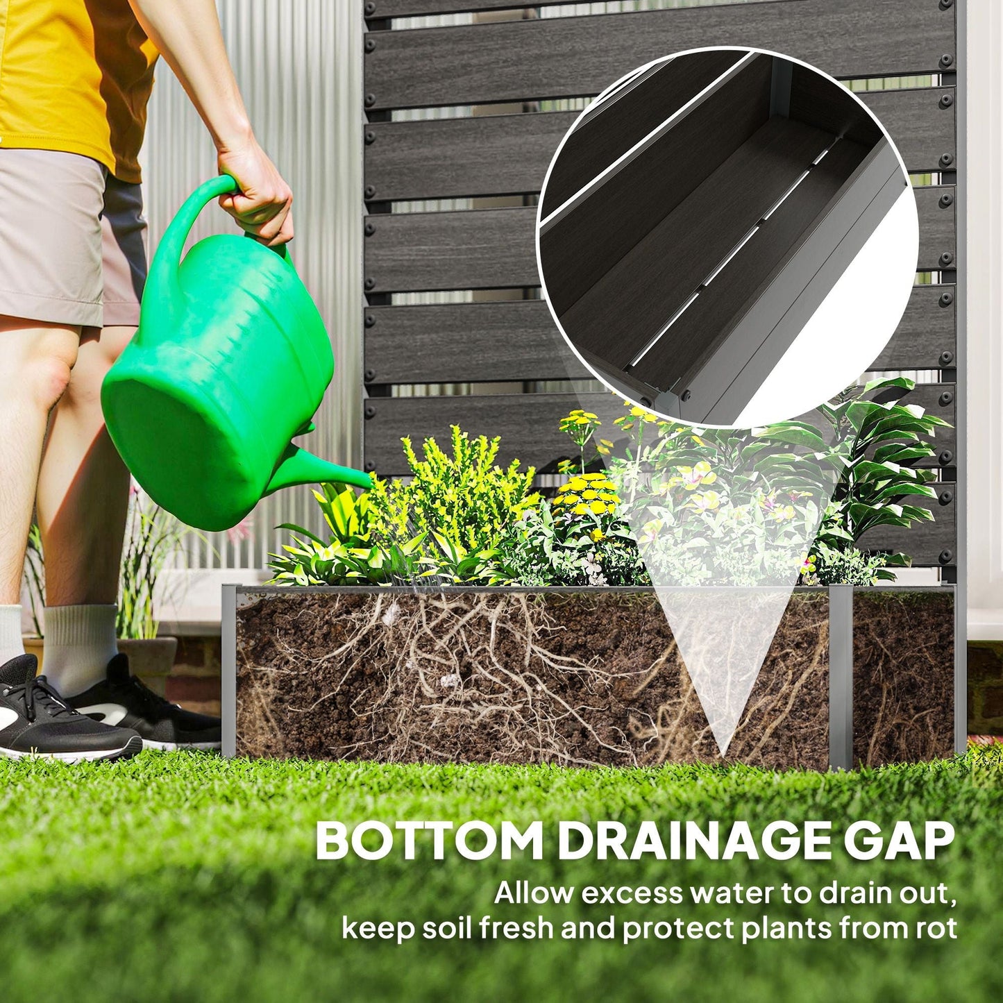 Trellis Planter for Climbing Plants, Raised Garden Bed with Trellis, Planter Box for Outdoor Garden, Black