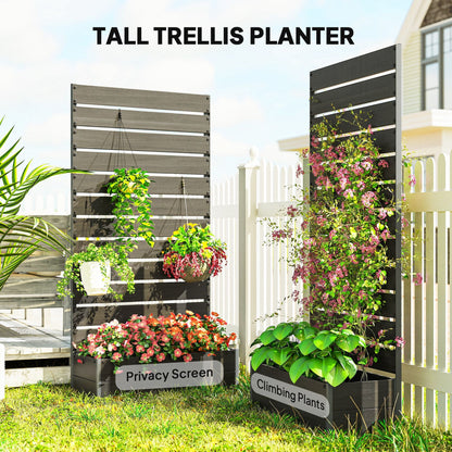 Trellis Planter for Climbing Plants, Raised Garden Bed with Trellis, Planter Box for Outdoor Garden, Black