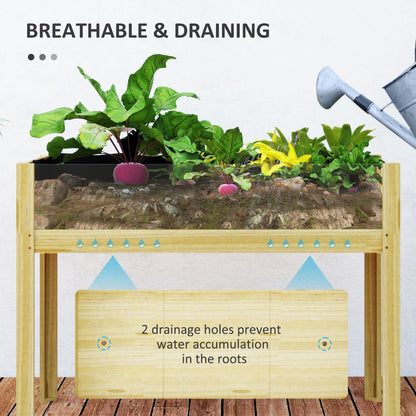 Wooden Raised Garden Bed with Acrylic Panels, Raised Planter Box with Drainage Holes, 43.3" x 19.7" x 31.5"