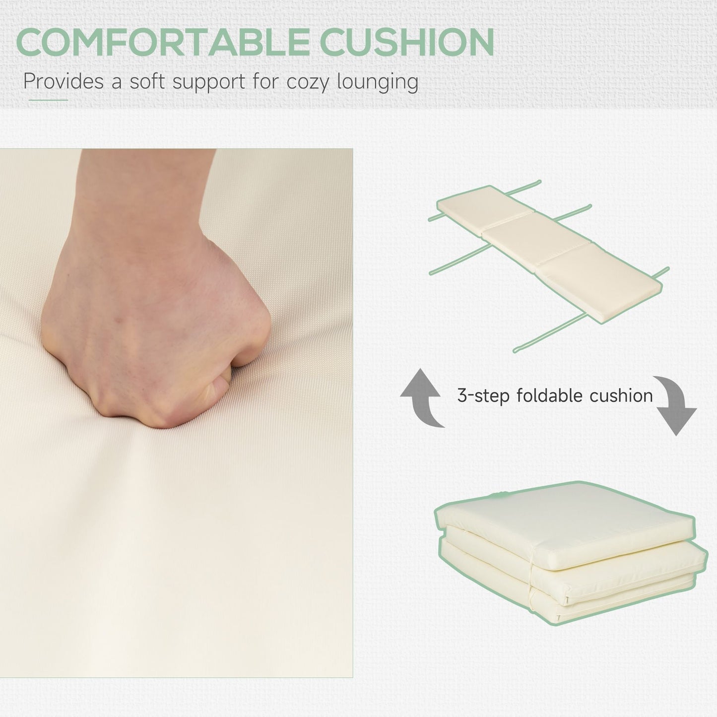 Wooden Folding Chaise Lounge, Outdoor Chaise Lounge Chair, Garden Reclining Tanning Chair with 4 Adjustable Back Soft Cushions, Green