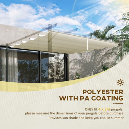 Retractable Replacement Pergola Canopy for 10' x 10' Pergola, Pergola Cover Replacement, Cream White