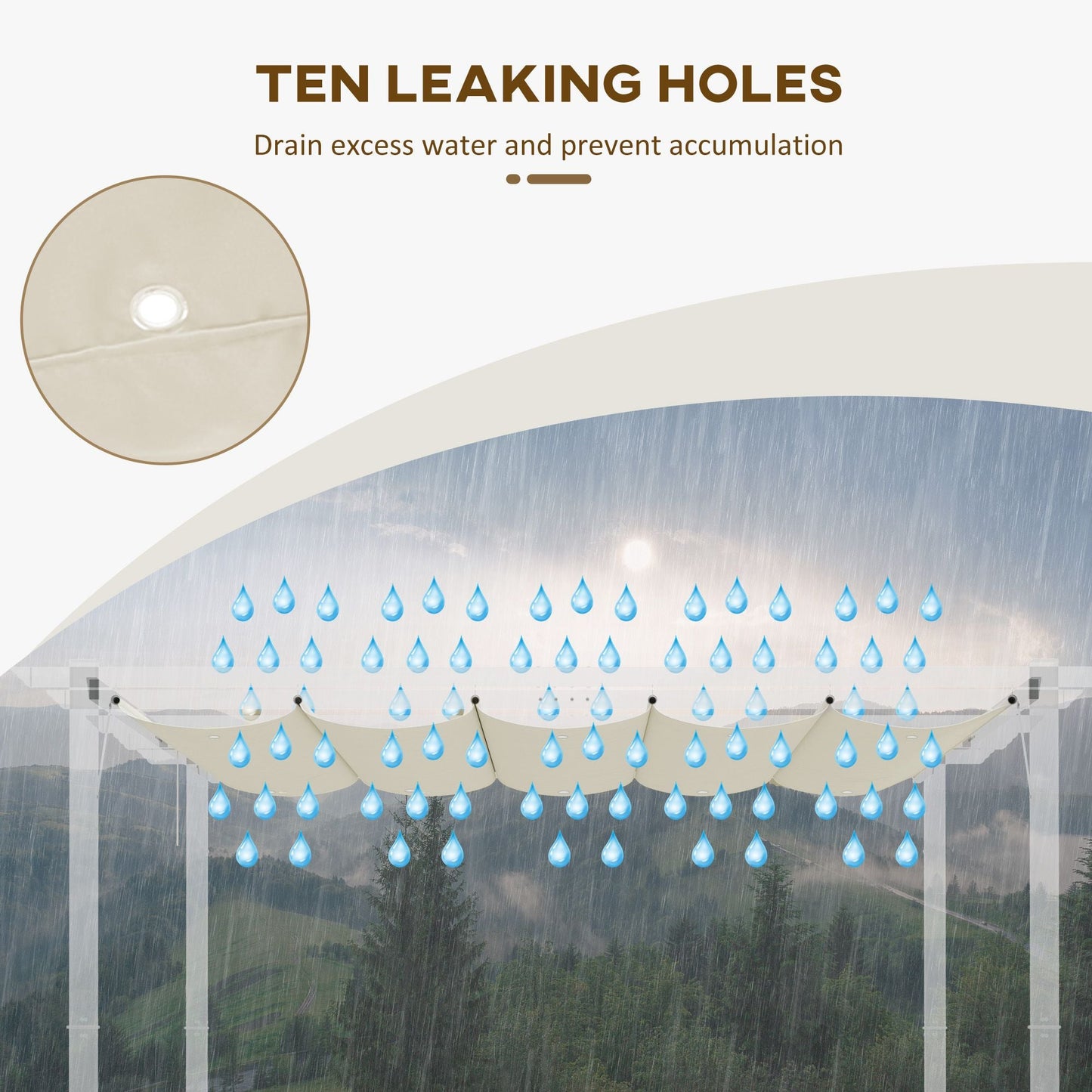 Retractable Replacement Pergola Canopy for 10' x 10' Pergola, Pergola Cover Replacement, Cream White