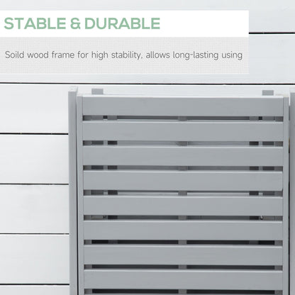 Wooden Folding Chaise Lounge, Outdoor Chaise Lounge Chair, Garden Reclining Tanning Chair with 4 Adjustable Back Soft Cushions, Light Grey