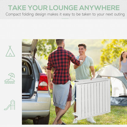 Wooden Folding Chaise Lounge, Outdoor Chaise Lounge Chair, Garden Reclining Tanning Chair with 4 Adjustable Back Soft Cushions, White