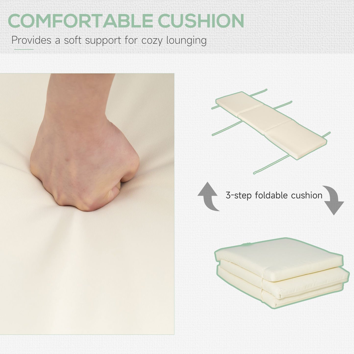 Wooden Folding Chaise Lounge, Outdoor Chaise Lounge Chair, Garden Reclining Tanning Chair with 4 Adjustable Back Soft Cushions, White