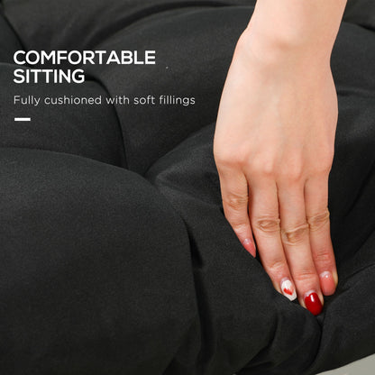 Set of 2 Patio Bench Replacement Cushions, 2 Seater Outdoor Loveseat Cushion Seat Pad, 43" x 19" x 3", Black