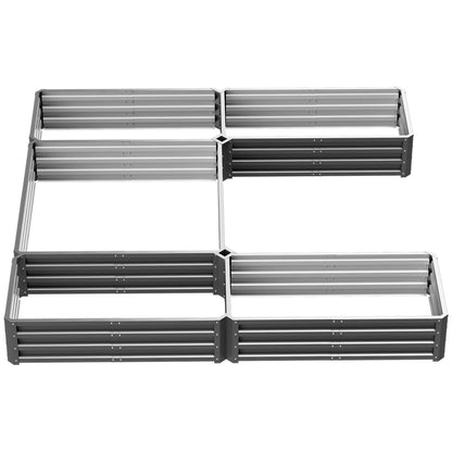 Steel Raised Garden Bed, Set of 5 Large Box Planters for Outdoor Plants Vegetables Flowers Herbs, 8x8x1ft, Grey