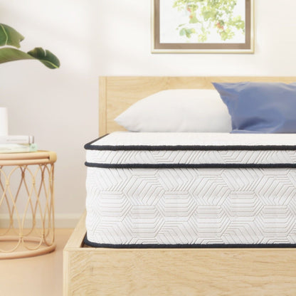 12'' Hybrid Queen Size Mattress, Pocket Spring & Memory Foam, Medium Firm Support, CertiPUR-US Certified, Fiberglass-Free, Pressure Relief for Back Pain & Better Sleep