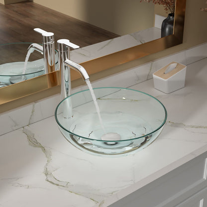 Above Counter Artistic Tempered Glass Bathroom Sink Transparent Counter Top Bathroom Single Bowl Vessel Basin