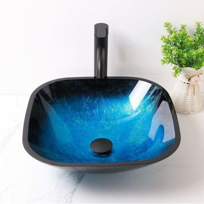 Above Counter Artistic Tempered Glass Bathroom Sink Transparent Counter Top Bathroom Single Bowl Vessel Basin
