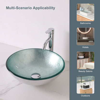Above Counter Artistic Tempered Glass Bathroom Sink Transparent Counter Top Bathroom Single Bowl Vessel Basin