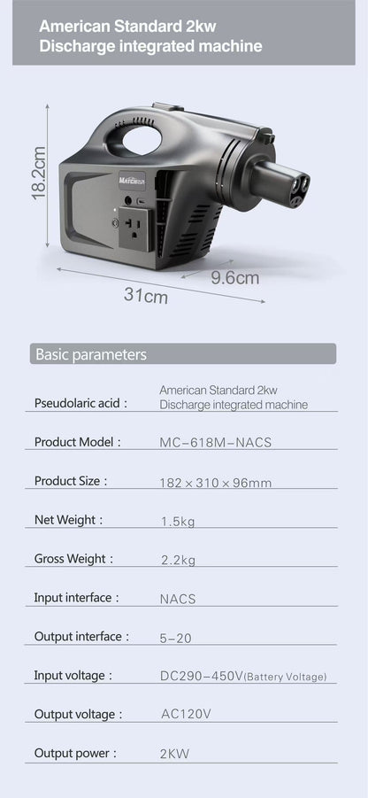 EV Discharger machine for Model3/Y/X/S, Protable V2L for oudoor and camping
