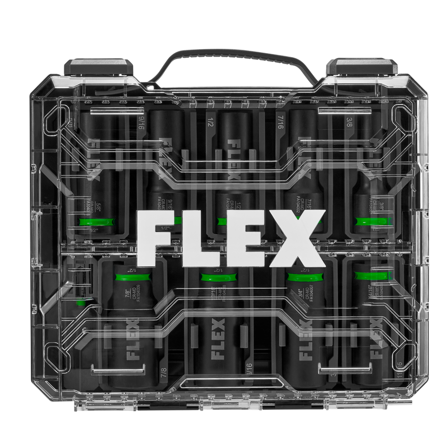 FLEX FAM10401-10 10pc Thin Wall Deep Well 6-point 1/2" Drive Impact Nut Socket Set