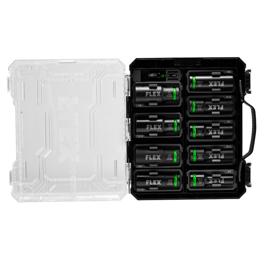 FLEX FAM10401-10 10pc Thin Wall Deep Well 6-point 1/2" Drive Impact Nut Socket Set