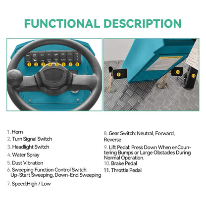 Heavy-Duty 51-Inch Electric Ride-On Floor Industrial Sweeper With Dustbin & Water Tank (SAK69418)