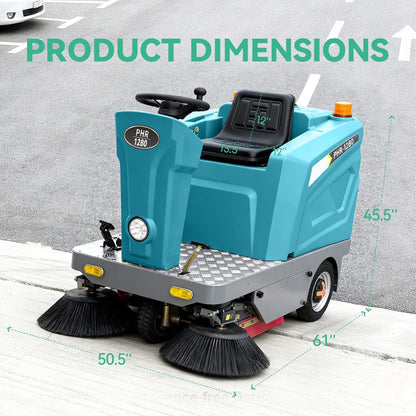 Heavy-Duty 51-Inch Electric Ride-On Floor Industrial Sweeper With Dustbin & Water Tank (SAK69418)