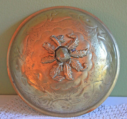 Hand Hammered Brass Bowl with Acorn Knob