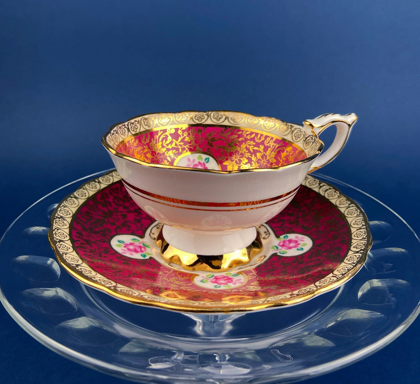 Porcelain Bowl by RS Prussia with Hand Painted Wild Roses and Embossing