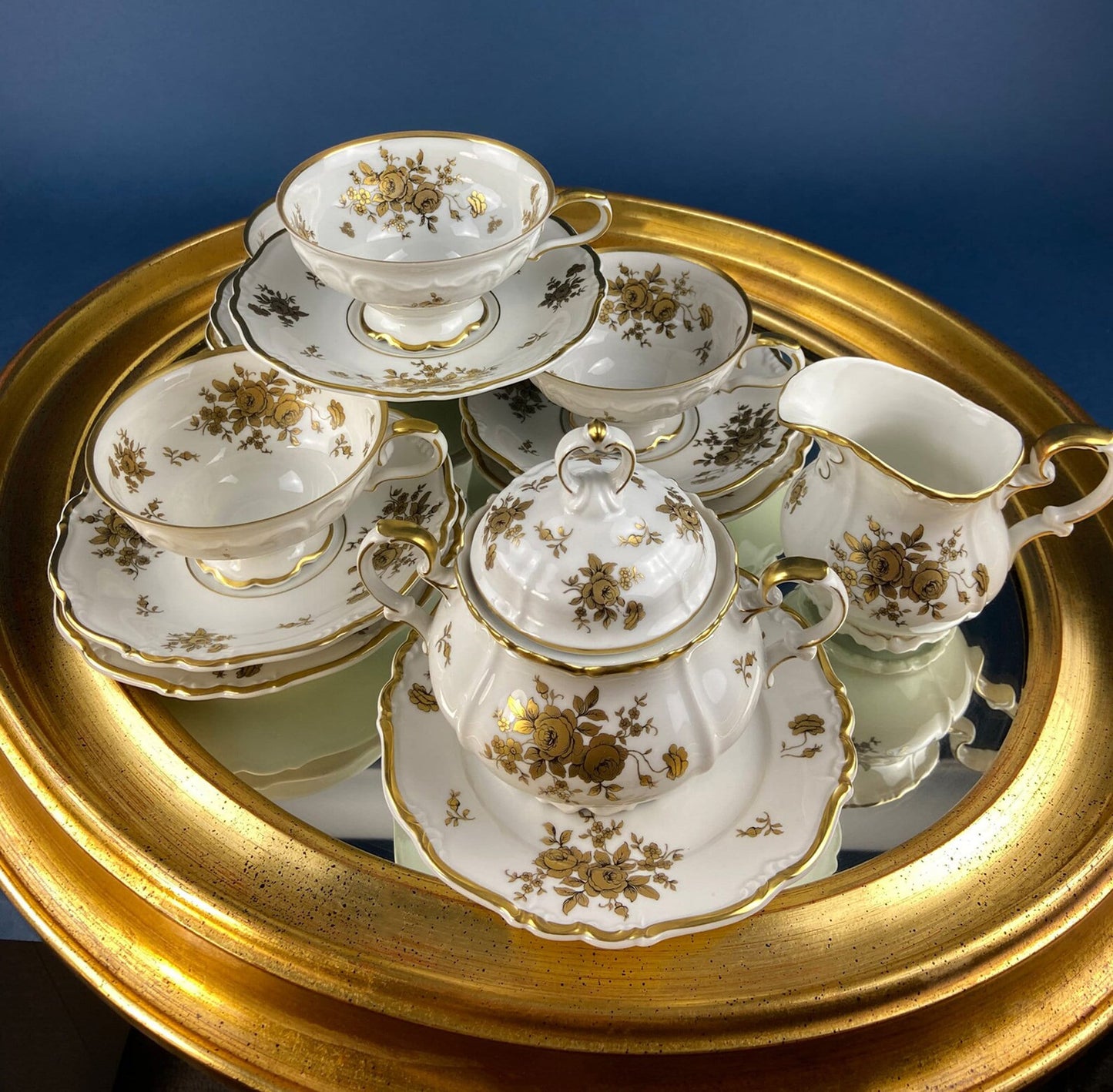 Antique Rosenthal Bowl: White & Gold Porcelain, Scalloped Rim