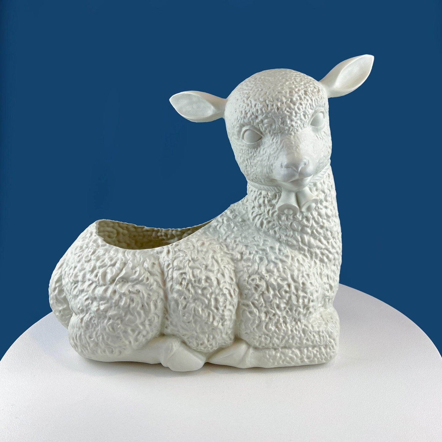 Blow Mold White Lamb Planter or Large Table Decoration. Cute Baby Sheep. Inside/Outside, Easter/Spring, Home, Retail, Cafe, Bakery Display.
