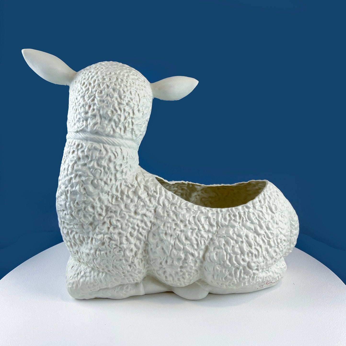 Blow Mold White Lamb Planter or Large Table Decoration. Cute Baby Sheep. Inside/Outside, Easter/Spring, Home, Retail, Cafe, Bakery Display.