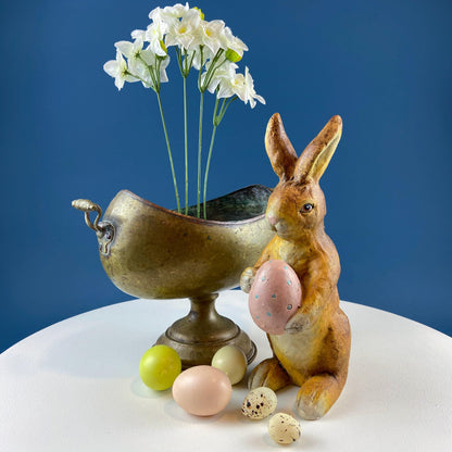 Antique Hand Hammered Brass & Copper Jardiniere Footed Flower Pot Vase. Herb Growing Container. Rustic Table Decor. 19th C Imperial Russia.