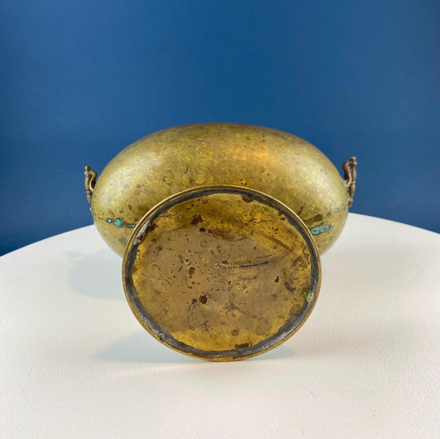 Antique Hand Hammered Brass & Copper Jardiniere Footed Flower Pot Vase. Herb Growing Container. Rustic Table Decor. 19th C Imperial Russia.