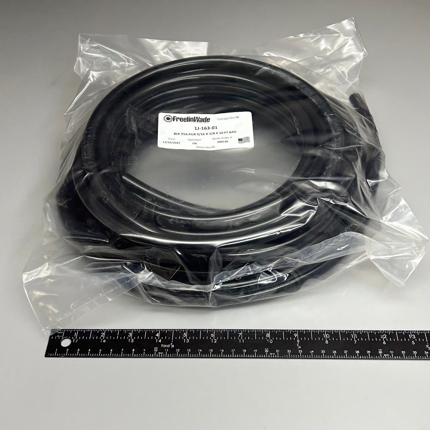 FREELIN-WADE Tubing Polyurethane 50 ft Black 1J-163-01 (New)