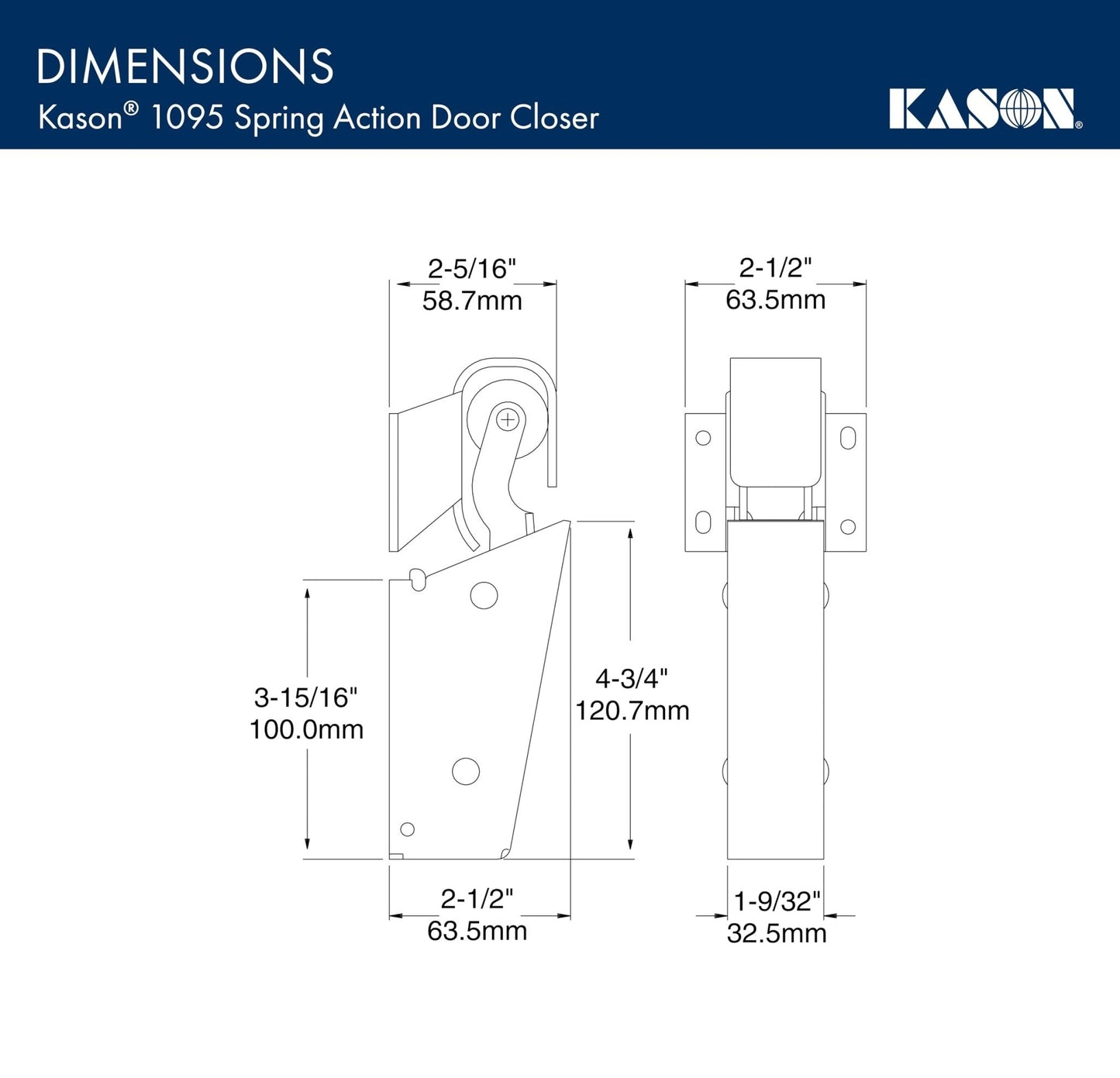 Kason 1095 Spring Action Door Closer, 11095000013