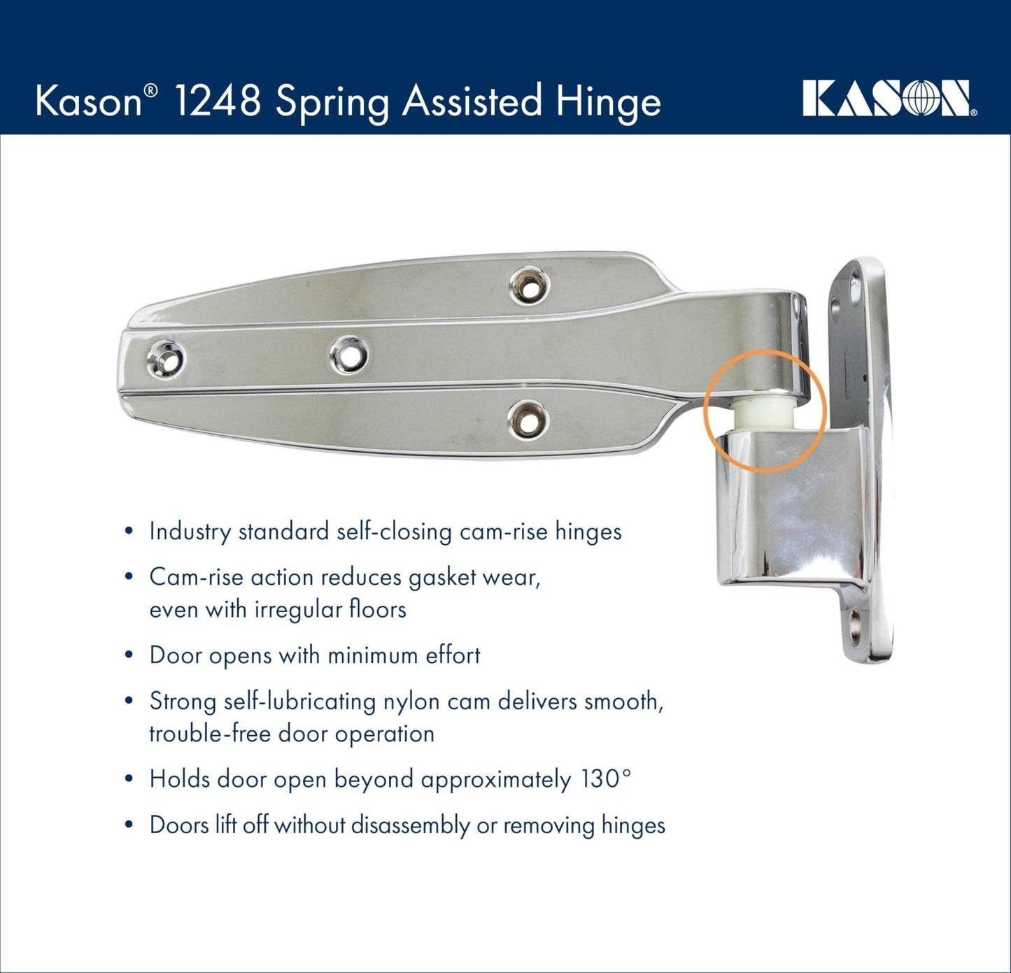 Kason 1248 Spring Assisted Hinge, 1-1/2 Inch Offset, 11248000022