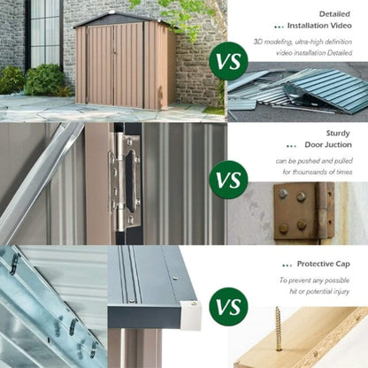 [08X10FT] Alora Large Heavy-Duty Outdoor Metal Garden Tools Storage Utility Shed W/ Lockable Door (SAK72751)