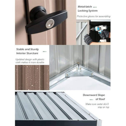 [08X10FT] Alora Large Heavy-Duty Outdoor Metal Garden Tools Storage Utility Shed W/ Lockable Door (SAK72751)