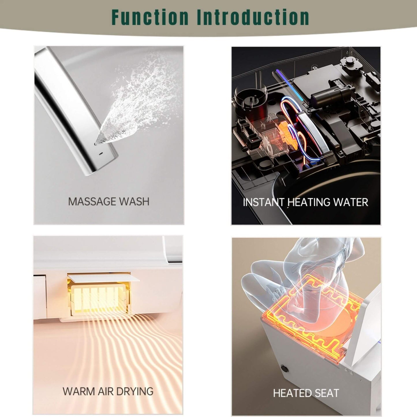 Nuvia Luxury Black Square Smart Toilet With Bidet, Remote, And Heated Seat (SAK45183)