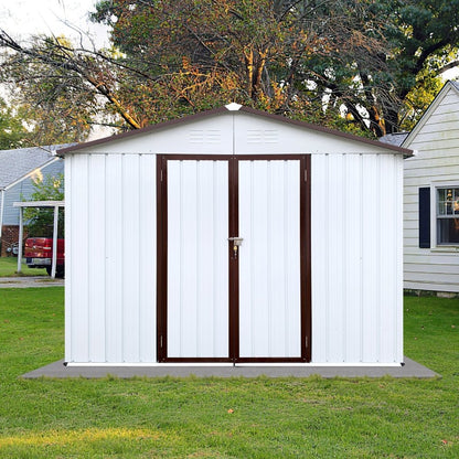 [08X10FT] Alora Premium Large White Outdoor Metal Garden Storage Shed (SAK93617)