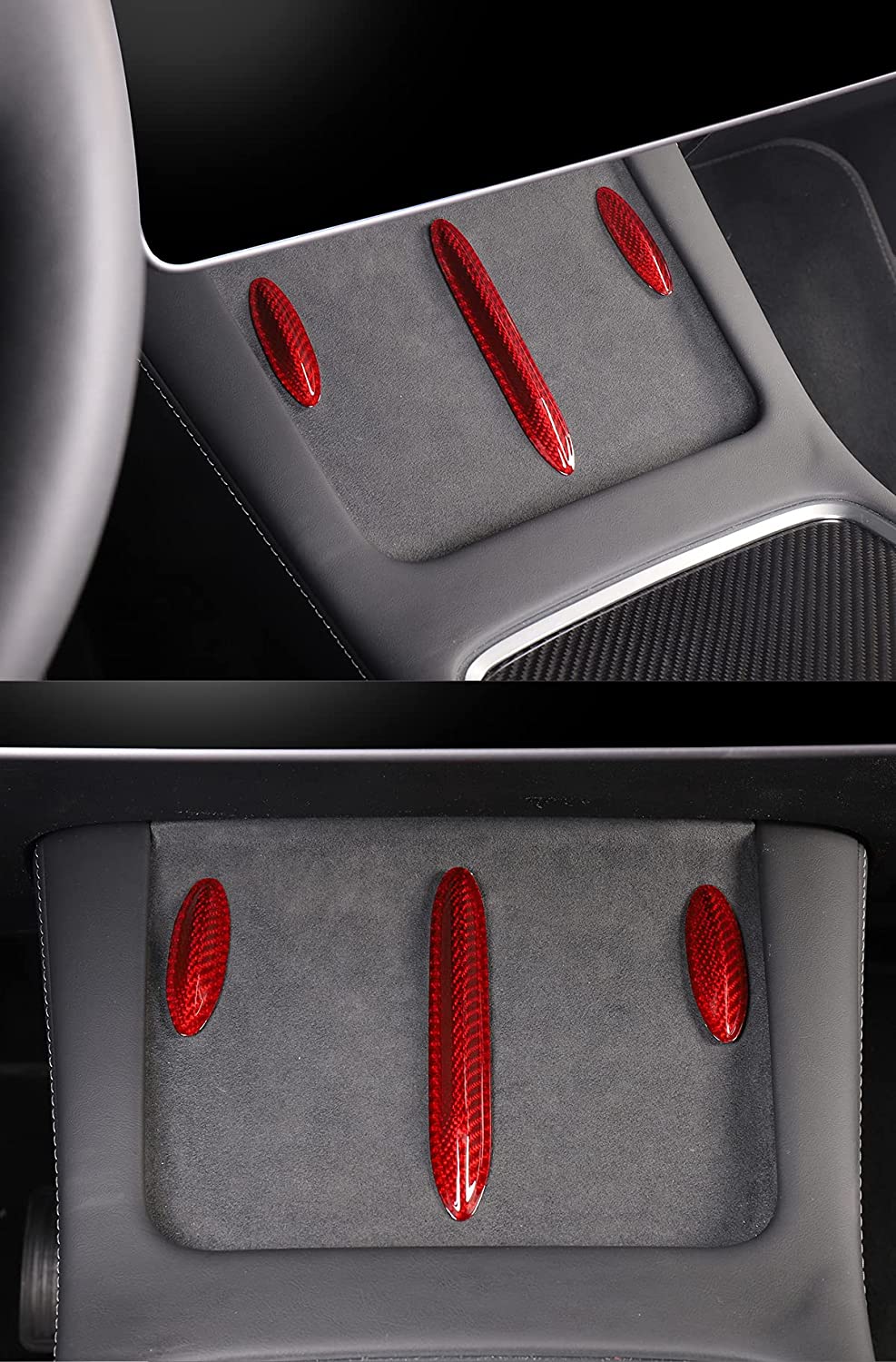 Model 3 / Y Central Control Panel Stickers - Carbon Fiber Interior Mods
