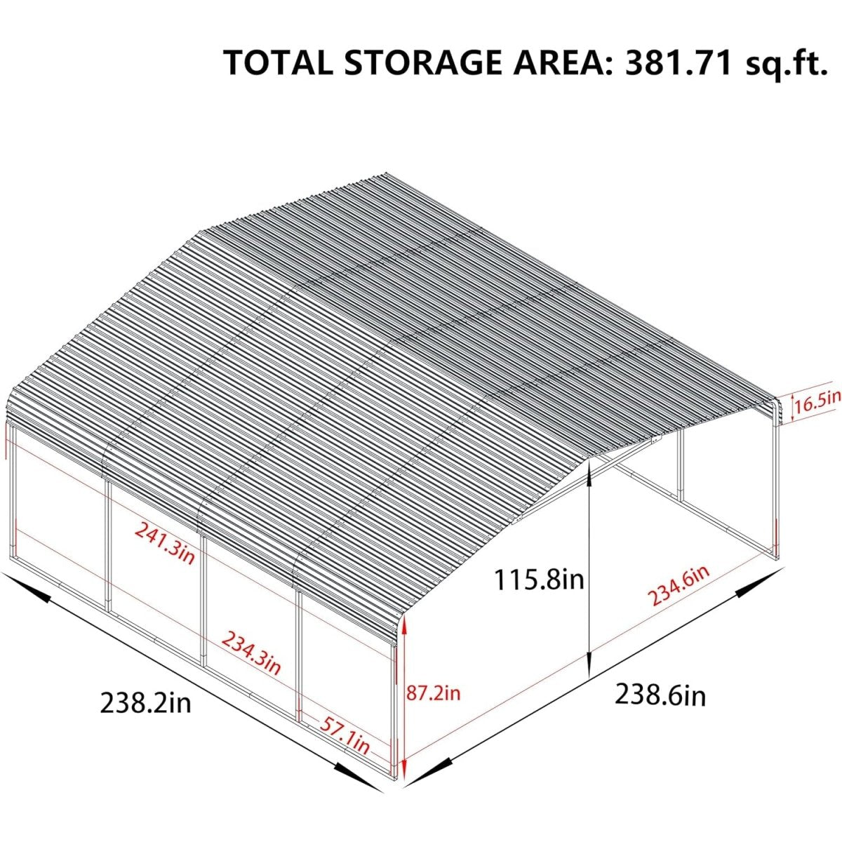 [20X20FT] Alora Extra Large Premium Heavy-Duty Outdoor Metal Carport Shelter (SAK97425)