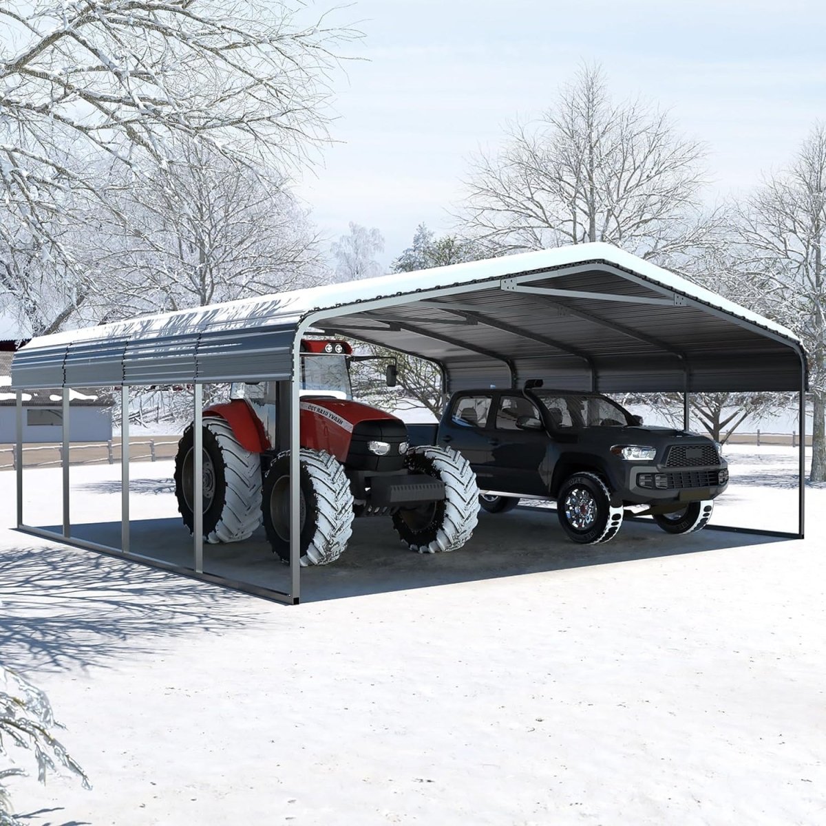 [20X20FT] Alora Extra Large Premium Heavy-Duty Outdoor Metal Carport Shelter (SAK97425)