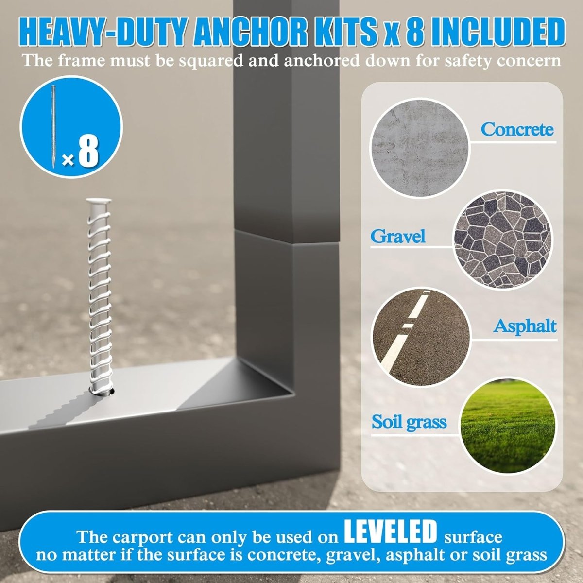 [20X20FT] Alora Extra Large Premium Heavy-Duty Outdoor Metal Carport Shelter (SAK97425)